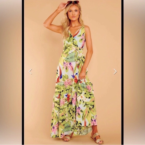 Red Dress Boutique Maxi Dress Tropical Multi Print New - Picture 2 of 12